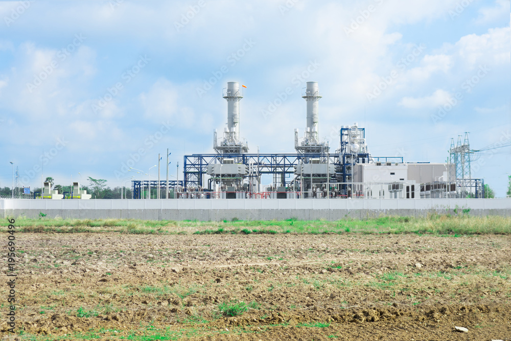 Power Plant with land and blue sky Power Plant with land and blue sky