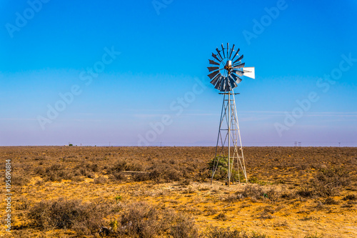 Steel Windpump in the semi desert Karoo region in South Africa