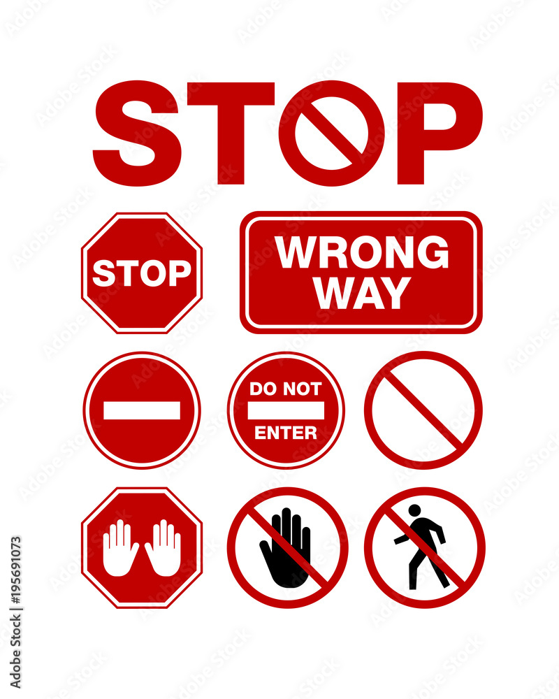 Simple Stop No Enter Sign for private property and street sign Simple Stop No Enter Sign for private property and street sign