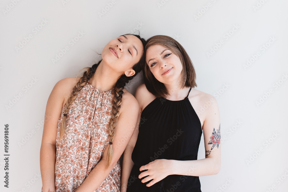 Two best friends hanging out in their apartment Two best friends hanging out in their apartment