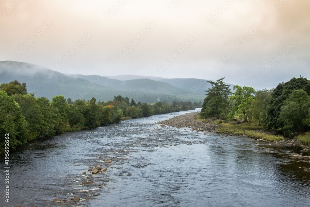 Royal Deeside and River Dee, Ballater, Scotland, United Kingdom. September 2017