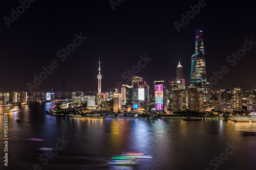Shanghai skyline and cityscape at night