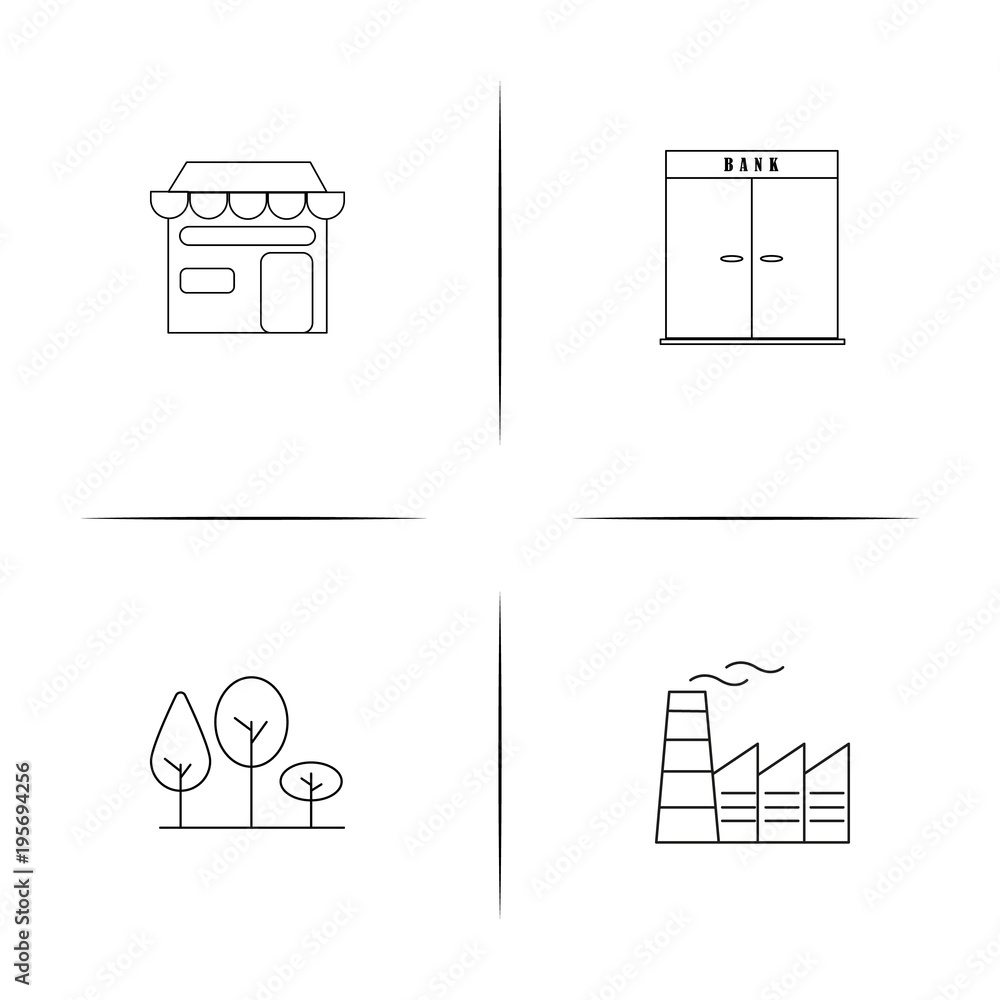 Buildings And Constructions simple linear icon set.Simple outline icons Buildings And Constructions simple linear icon set.Simple outline icons