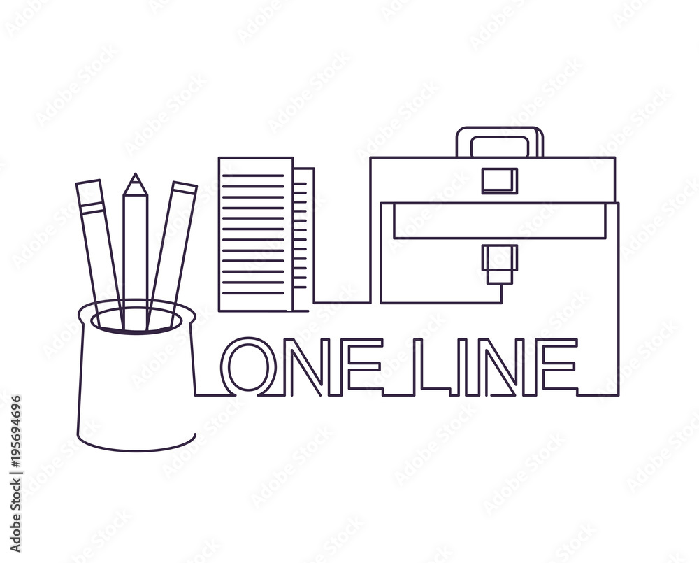 One line design of briefcase and business related icons over white background, vector illustration One line design of briefcase and business related icons over white background, vector illustration