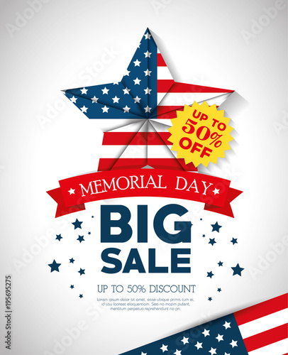 big sale commercial label for memorial day