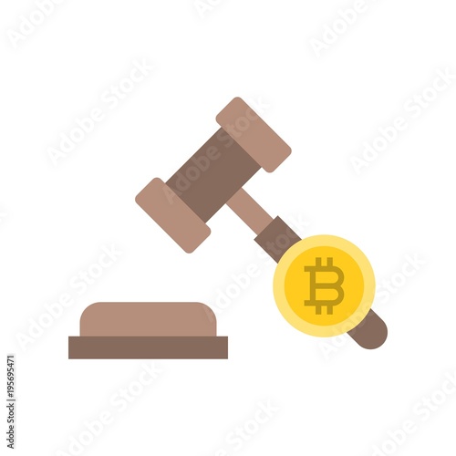 cryptocurrency legal issues icon, flat design