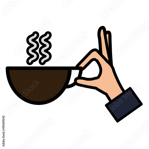 hand with coffee cup isolated icon