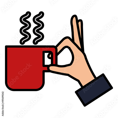 hand with coffee cup isolated icon