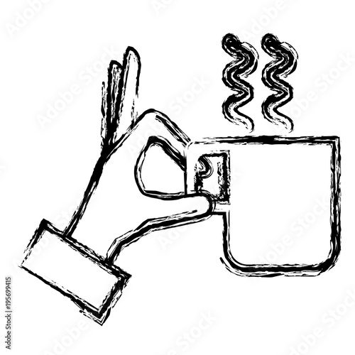 hand with coffee cup isolated icon