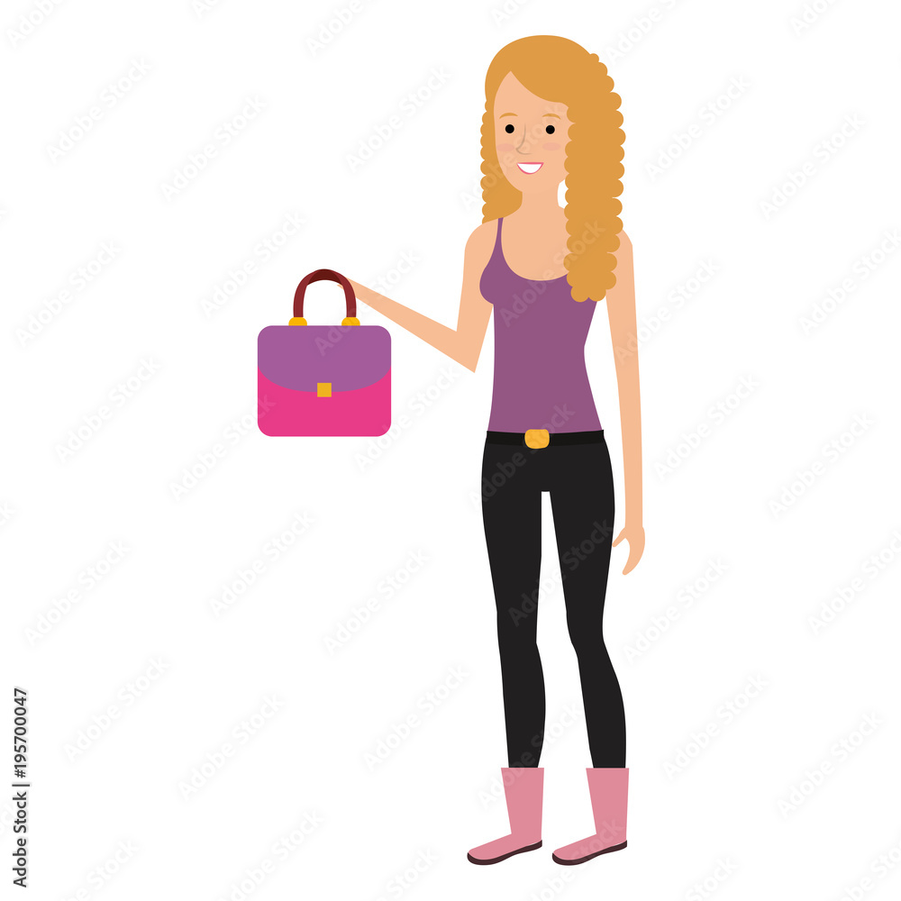 beautiful woman with elegant handbag vector illustration design beautiful woman with elegant handbag vector illustration design