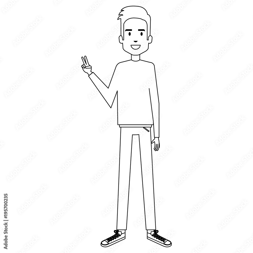 young man gesturing peace and love avatar character vector illustration design young man gesturing peace and love avatar character vector illustration design
