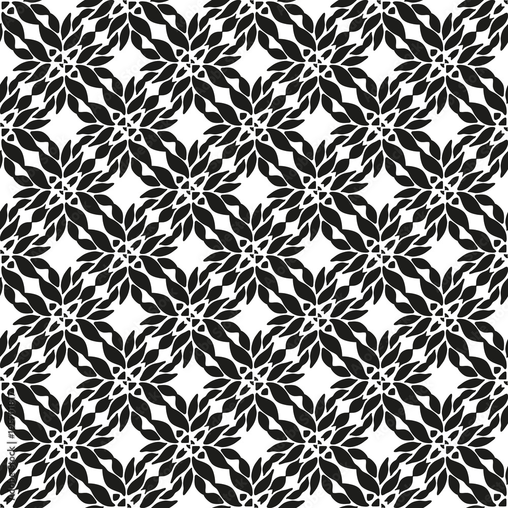 Ornamental seamless floral ethnic black and white pattern Ornamental seamless floral ethnic black and white pattern