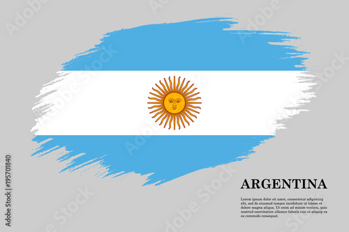 Argentina Grunge styled flag. Brush stroke background