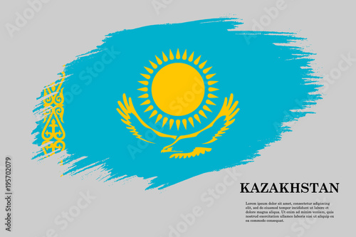 Grunge styled flag Kazakhstan. Brush stroke background