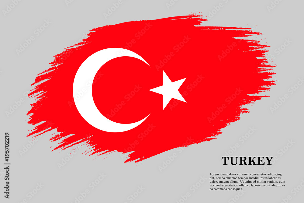 Obraz premium Turkey Grunge styled flag. Brush stroke background