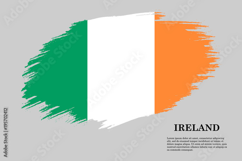 Ireland Grunge styled flag. Brush stroke background