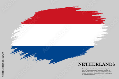 netherlands Grunge styled flag. Brush stroke background