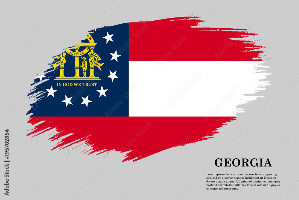 Georgia state grunge styled flag. Brush stroke background