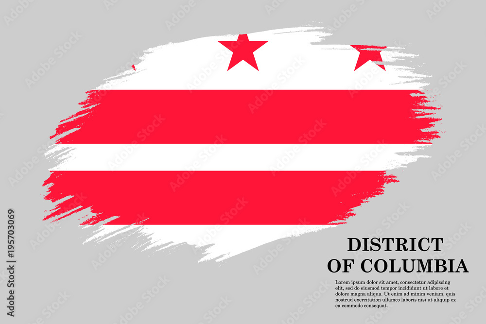 District of Columbia Grunge styled flag. Brush stroke background