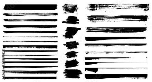 Fotografia, Obraz Set of different grunge brush strokes. Set of grunge dividers.