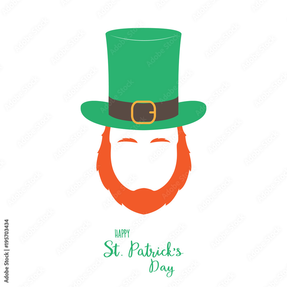 Irish leprechaun with red beard. Vector illustration.