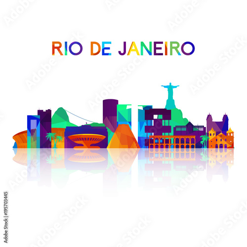 Rio De Janeiro skyline silhouette in colorful geometric style. Symbol for your design. Vector illustration.