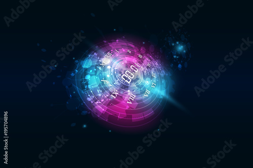 Abstract Futuristic Technology Background with Digital number timer concept and countdown, vector transparent