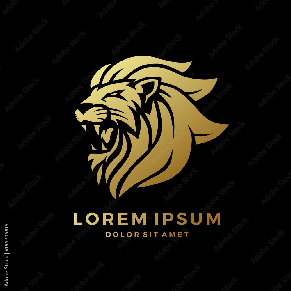 A golden lion with a crown. Emblem for a luxury brand or business company.  A symbol of royalty. Download a Free Previe… | Lion art, Lion vector, Crown  tattoo design