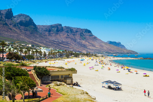 Camp Bay Beach View in Blue Sky Day, Cape Town, South Africa photo