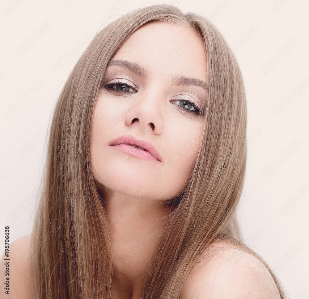 portrait of young modern girl with long hair portrait of young modern girl with long hair