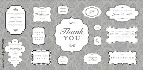 Vector Wedding Invitation Frame Set