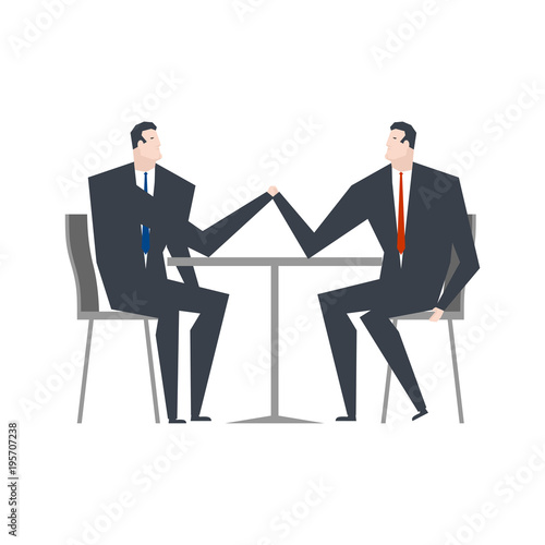 Businessman is an arm wrestling. Business competitors. Office life