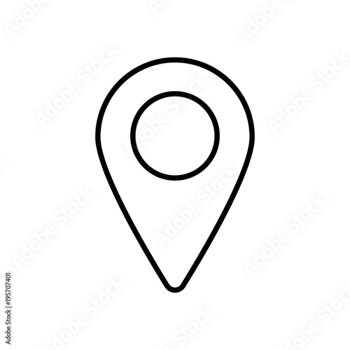 Black navigation (Gps) icon, thin line map pin