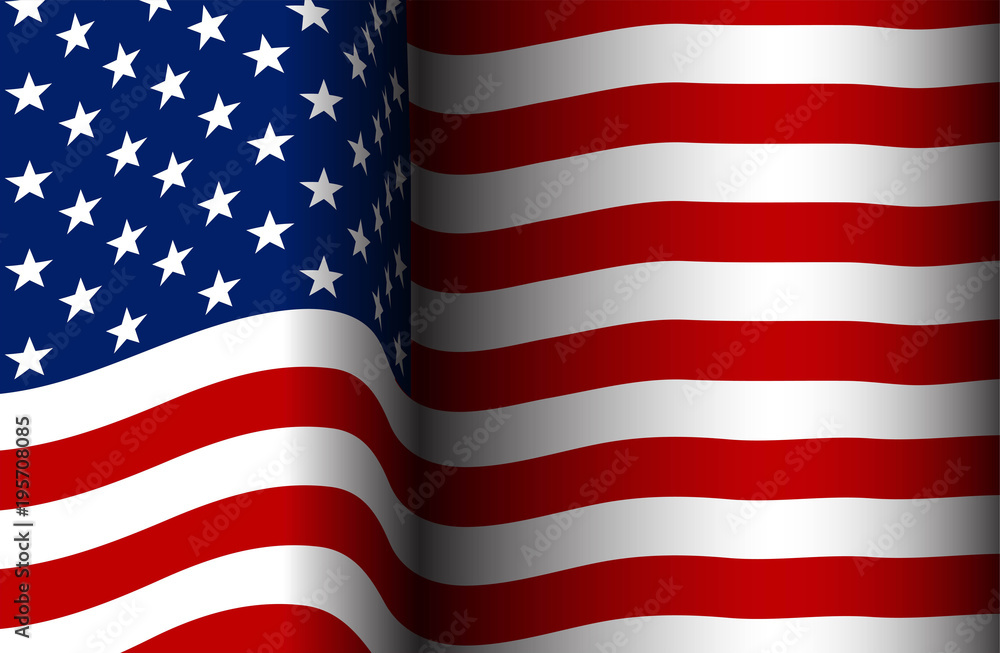 Naklejka premium Amerykańska flaga na wietrze