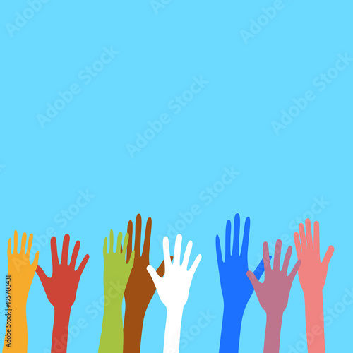 hands of different colors. cultural and ethnic diversity