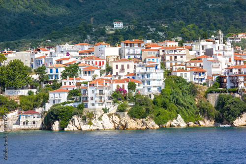 Fototapeta Naklejka Na Ścianę i Meble -  A look at the houses on the Skiathos island, Greece