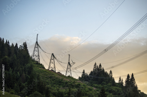 power lines in the mountains.