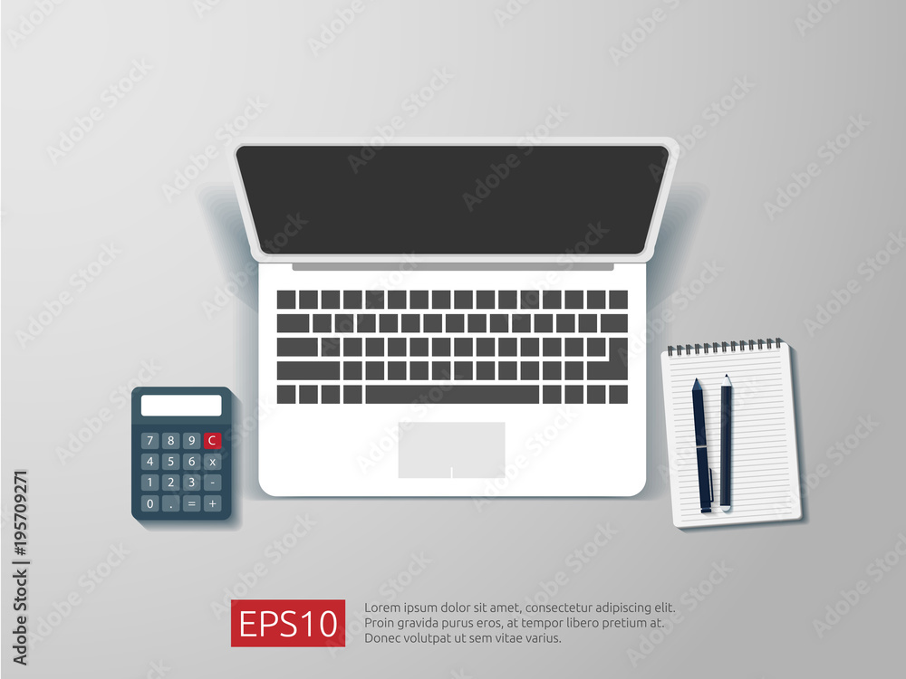 top view of blank screen laptop vector illustration top view of blank screen laptop vector illustration