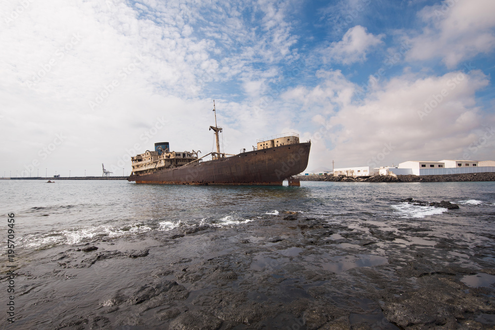 Shipwreck in Lanzarote, Canary islands, Spain. Shipwreck in Lanzarote, Canary islands, Spain.