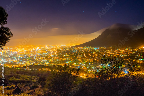 Cape town city night view from lion head