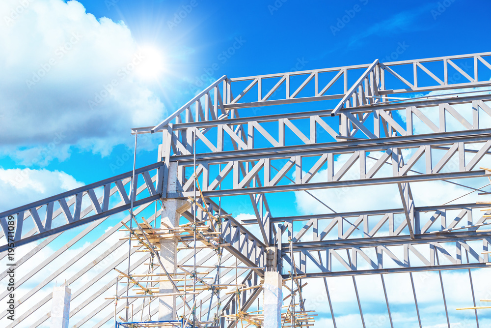Fototapeta premium metal steel roof construction structure frame work