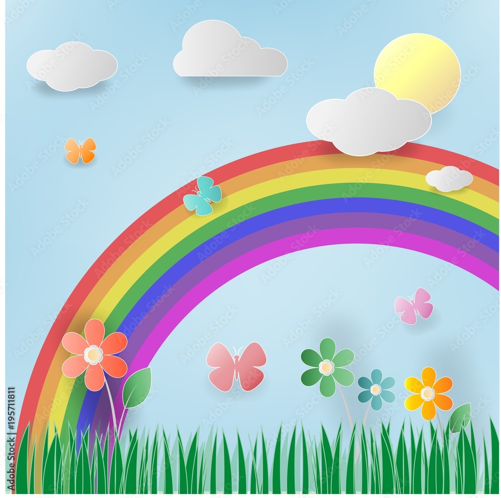 Fototapeta premium Floral summer paper art.