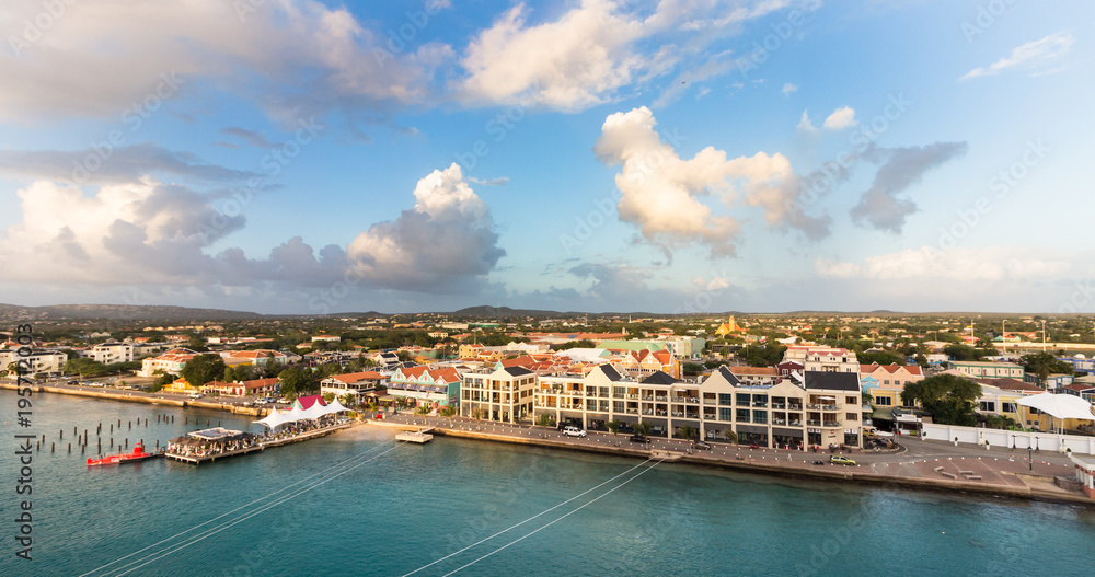 Panoramic view of the Port of Kralendijk, Bonaire.