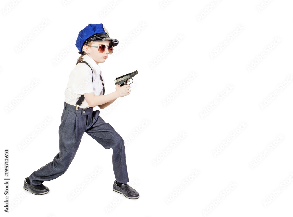 Little policeman gun for concept design. Isolated on white. Little policeman gun for concept design. Isolated on white.