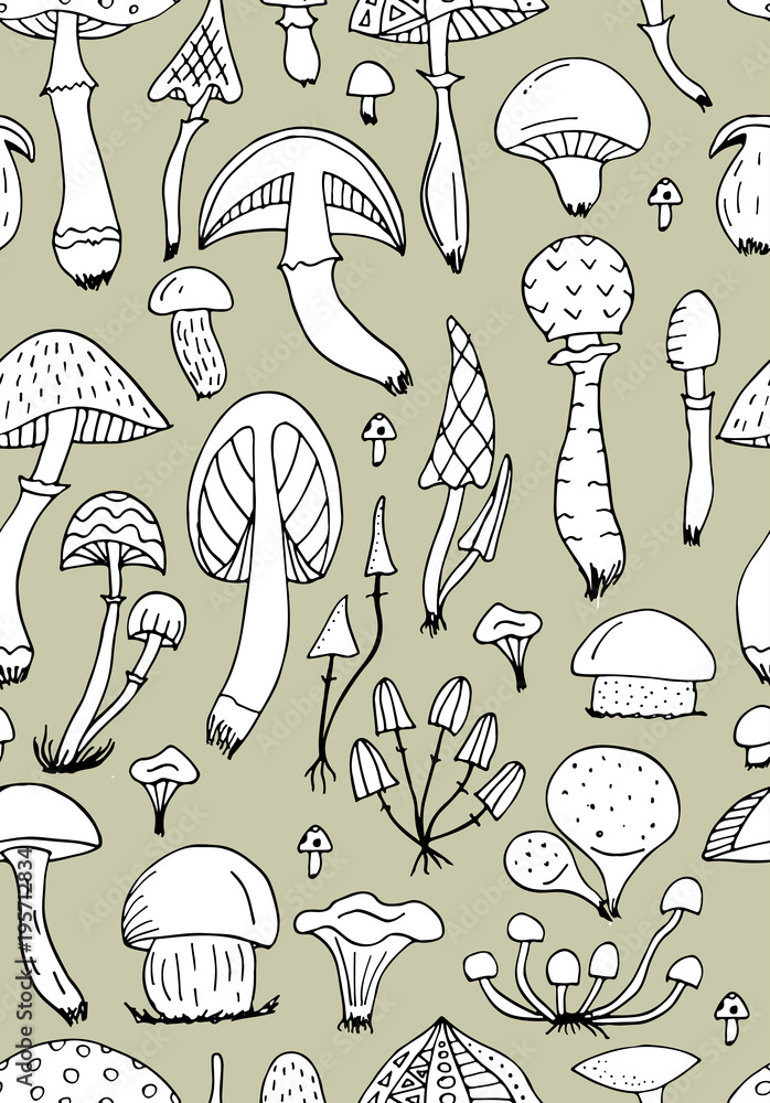 Mushrooms, seamless pattern for your design