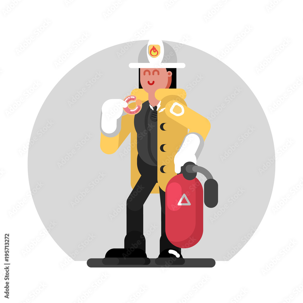 Naklejka premium Fireman girl standing