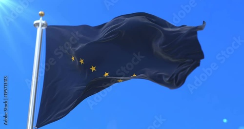 Flag of Alaska state, region of the United States, waving at wind - loop photo