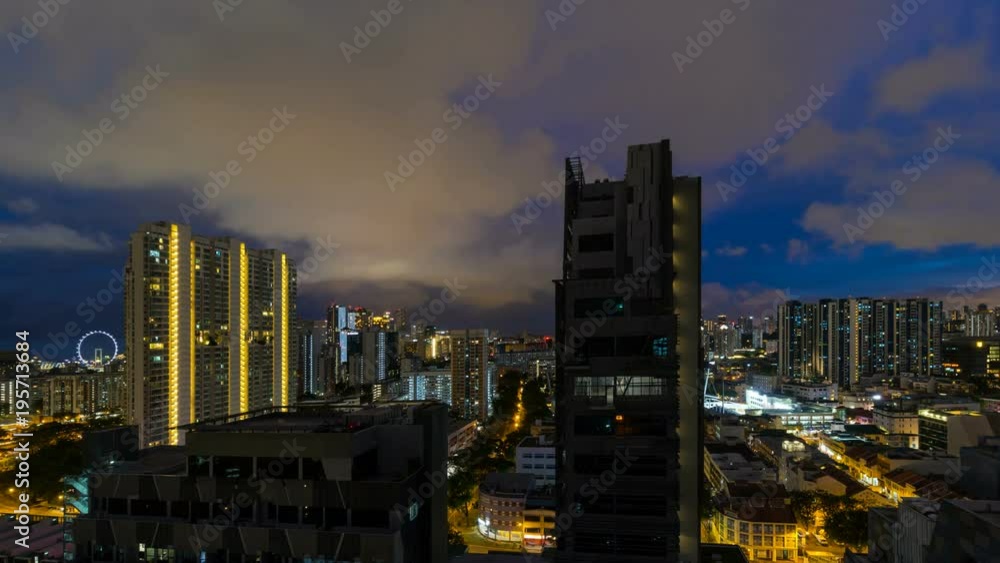 Time lapse 4k movie of fast moving clouds and sky over Bendemeer housing estate area in Singapore from sunset into blue hour into night time 3840x2160 UHD Time lapse 4k movie of fast moving clouds and sky over Bendemeer housing estate area in Singapore from sunset into blue hour into night time 3840x2160 UHD