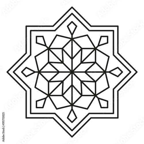 Beautiful Mandala Shape for Coloring. Vector Mandala. Christmas. Oriental. Book Page. Lines