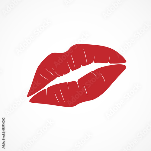 Vector image red lipstick kiss.